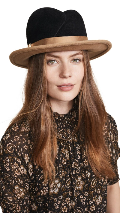 Shop Gigi Burris Nell Fedora In Black/camel