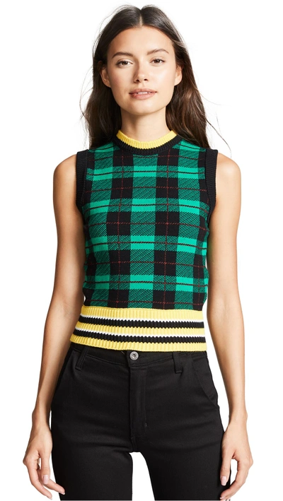 Shop Versace Plaid Sweater In Verde