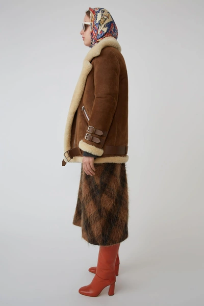 羊皮夹克 棕色/白色