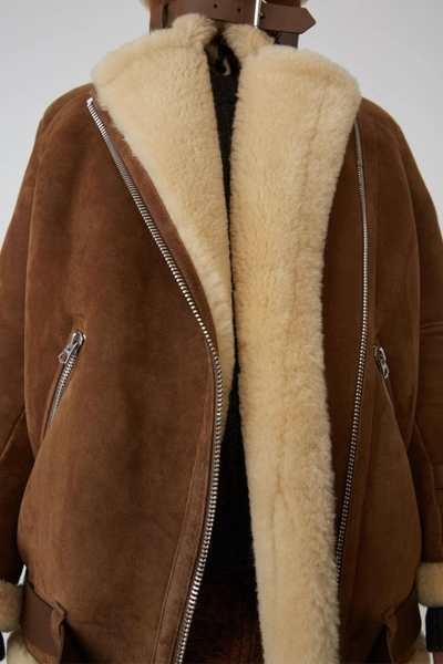 羊皮夹克 棕色/白色