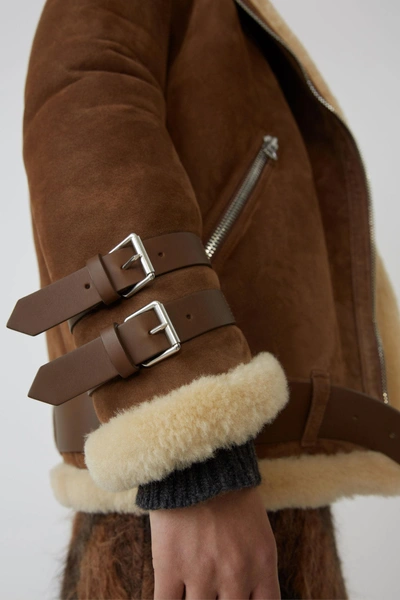 羊皮夹克 棕色/白色