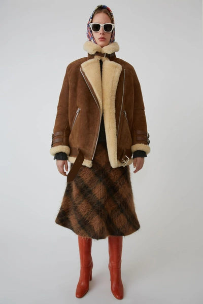 羊皮夹克 棕色/白色