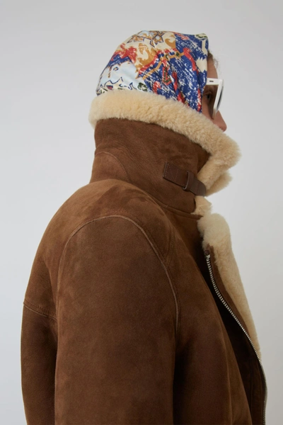 羊皮夹克 棕色/白色