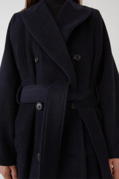 Shop Acne Studios Wool Blend Coat Navy Blue