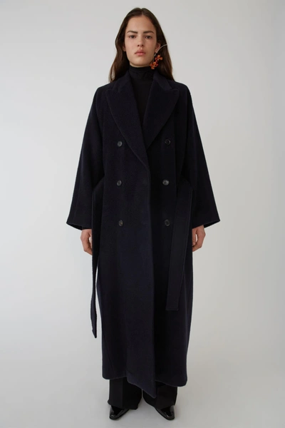 Shop Acne Studios Wool Blend Coat Navy Blue