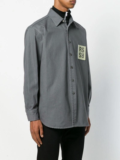 Shop Raf Simons Logo Patch Shirt - Grey