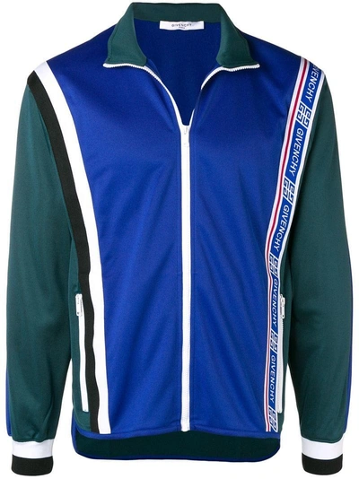 Shop Givenchy 4g Band Zipped Jacket In Blue