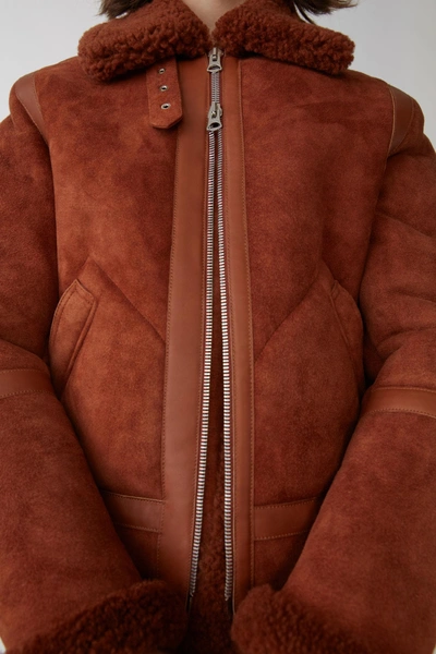 Shop Acne Studios Shearling Aviator Jacket Cognac Brown