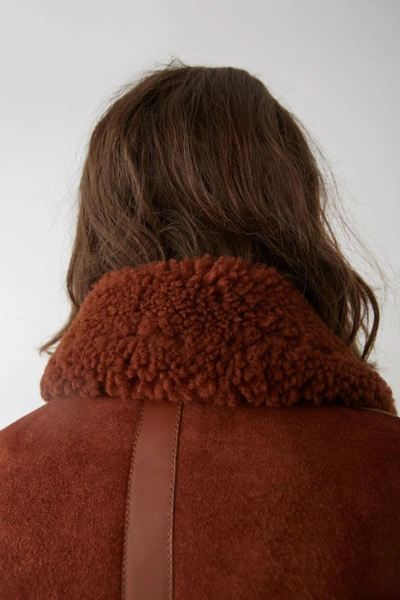 Shop Acne Studios Shearling Aviator Jacket Cognac Brown