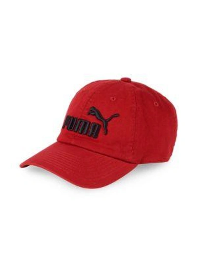 Shop Puma Logo Cotton Baseball Cap In Navy