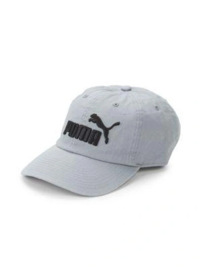 Shop Puma Logo Cotton Baseball Cap In Medium Grey