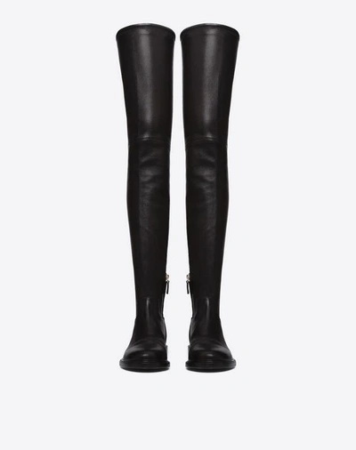 Shop Valentino Stretch Leather Knee High Boot In Black