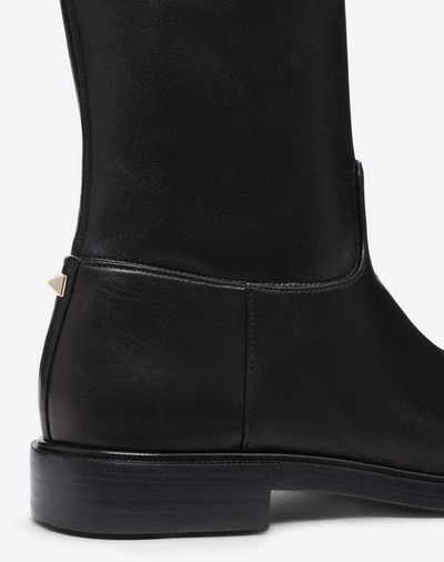 Shop Valentino Stretch Leather Knee High Boot In Black