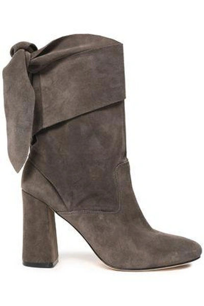 Shop Sigerson Morrison Woman Sally Knotted Suede Ankle Boots Taupe