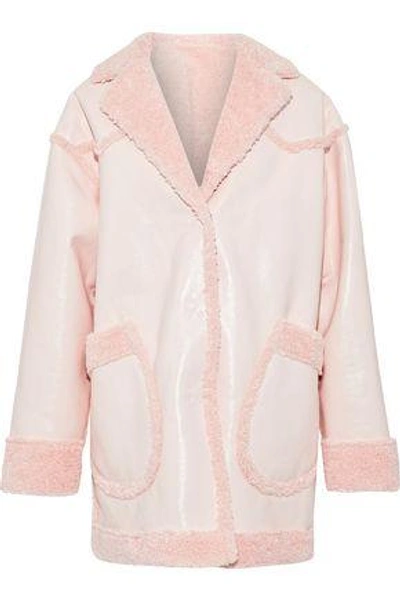 Shop Opening Ceremony Woman Reversible Faux Shearling And Faux Patent-leather Coat Pastel Pink
