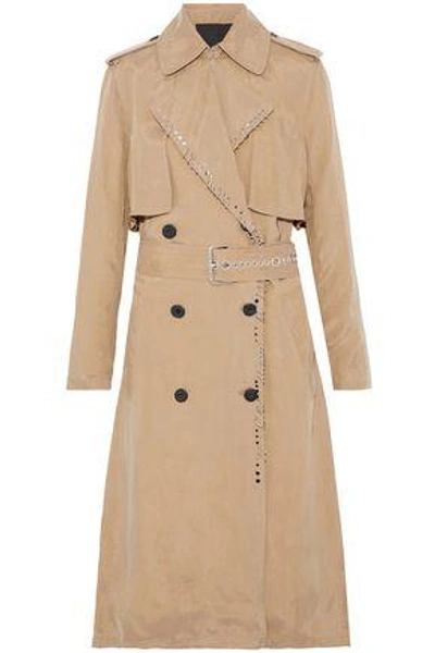 Shop Alexander Wang Studded Gabardine Trench Coat In Beige