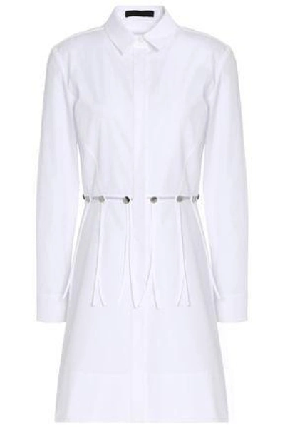 Shop Alexander Wang Woman Cutout Cotton-poplin Mini Dress White