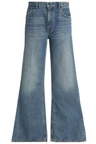 Shop Alexander Wang Woman High-rise Wide-leg Jeans Mid Denim