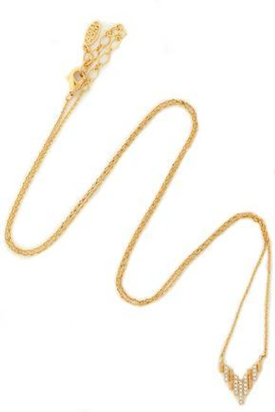 Shop Astrid & Miyu Woman Fitzgerald Pyramid 14-karat Gold-plated Crystal Necklace Gold