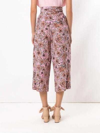 Shop Andrea Marques Silk Cropped Trousers - Pink