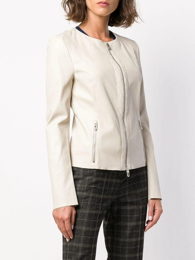 Shop Drome Leather Cropped Jacket - Nude & Neutrals