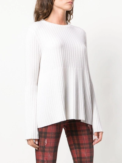 Shop Allude Ribbed Knit Sweater - White