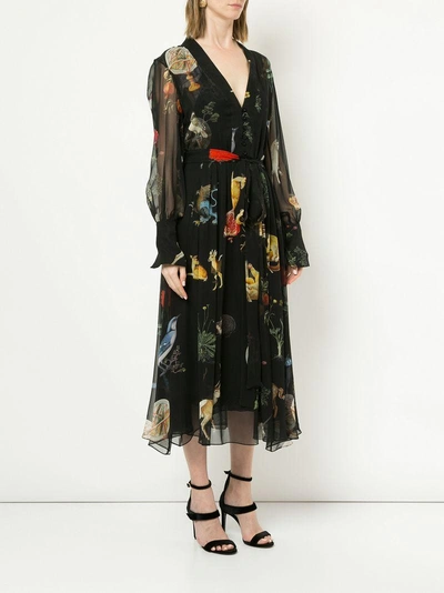 Shop Oscar De La Renta Enchanted Forest Print Dress - Black