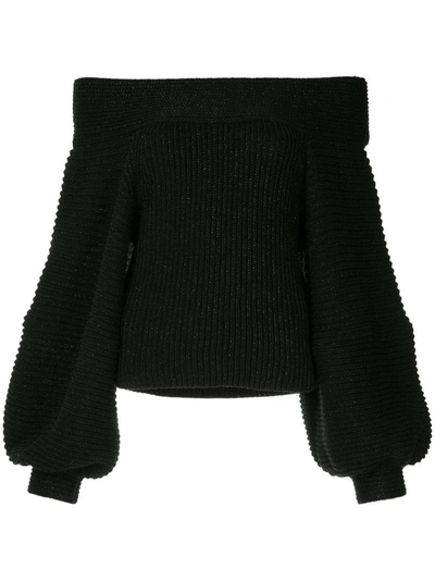 Shop Oscar De La Renta Off-the-shoulder Sweater - Black