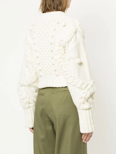 Shop Oscar De La Renta Cable Knit Sweater - White