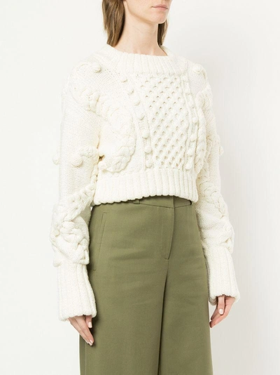 Shop Oscar De La Renta Cable Knit Sweater - White