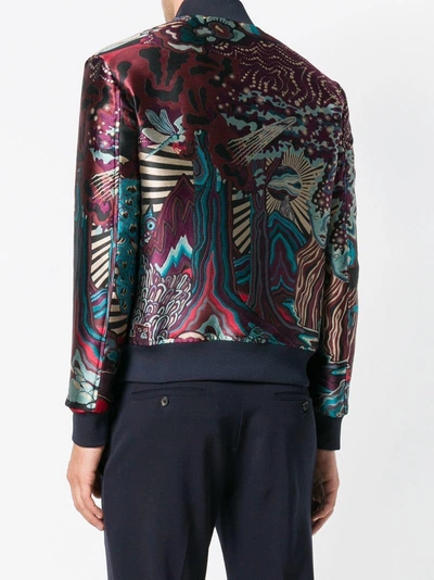 Shop Paul Smith Printed Bomber Jacket In Purple