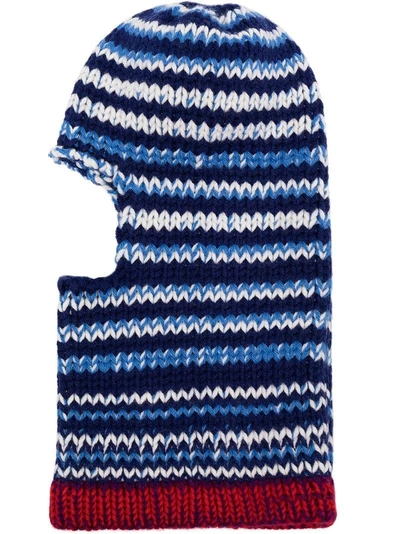 Shop Calvin Klein 205w39nyc Blue Striped Wool Balaclava 