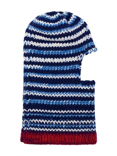 Shop Calvin Klein 205w39nyc Blue Striped Wool Balaclava 