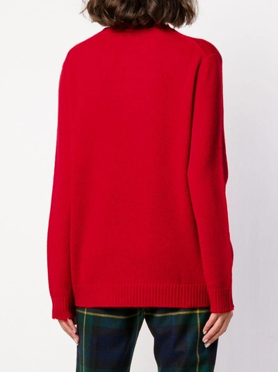 Shop Allude Distressed Crew Neck Sweater - Red