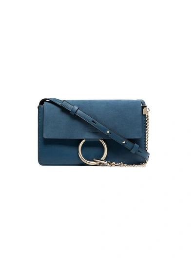 Shop Chloé Blue Faye Small Suede Leather Shoulder Bag