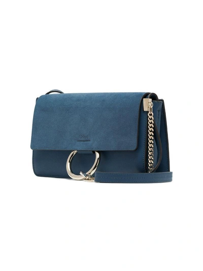 Shop Chloé Blue Faye Small Suede Leather Shoulder Bag