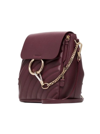 Shop Chloé Burnt Brown Faye Small Quilted Leather Backpack - Red