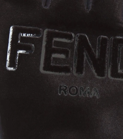 Shop Fendi Velvet Gloves In Black