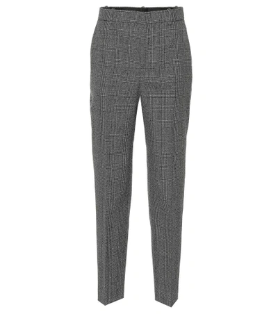 Shop Balenciaga Checked Wool Pants In Grey