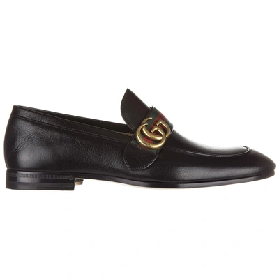 Shop Gucci Men's Leather Loafers Moccasins  Quentin In Black