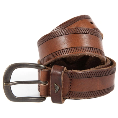 Shop Armani Jeans Men's Genuine Leather Belt In Brown