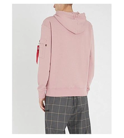 Shop Alpha Industries Logo-embellished Cotton-jersey Hoody In Silver Pink