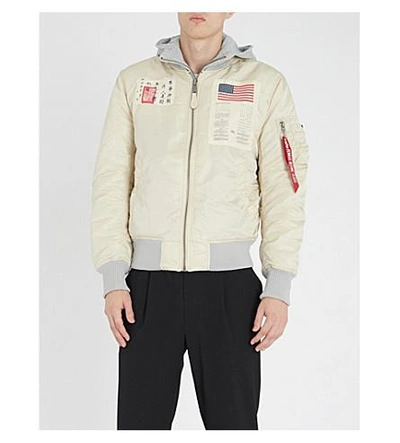 Shop Alpha Industries Ma-1 D-tec Blood Chit Shell Bomber Jacket In Vintage White