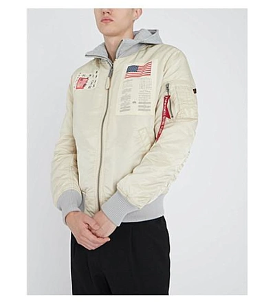 Shop Alpha Industries Ma-1 D-tec Blood Chit Shell Bomber Jacket In Vintage White
