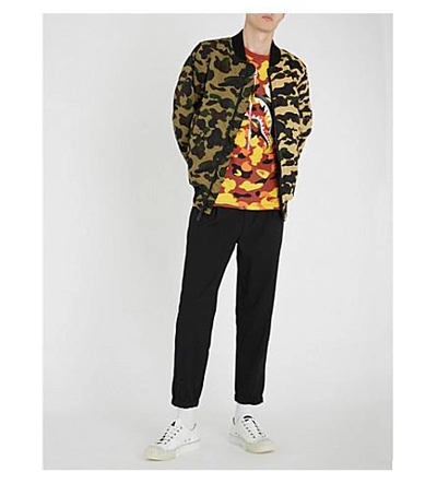 Shop A Bathing Ape Camouflage-print Shell Bomber Jacket In Green Yellow