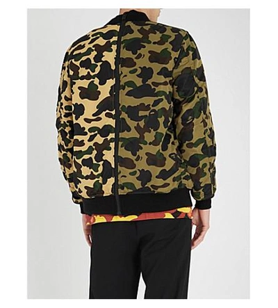 Shop A Bathing Ape Camouflage-print Shell Bomber Jacket In Green Yellow