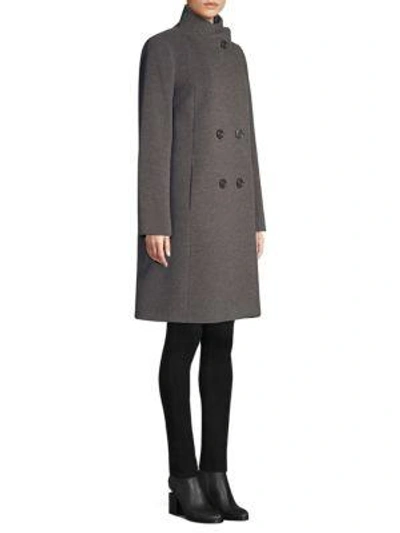 Shop Cinzia Rocca Wool-blend Double-breasted Walking Coat In Grey