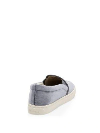 Shop Soludos Velvet Flower Pug Slip-on Sneakers In Grey