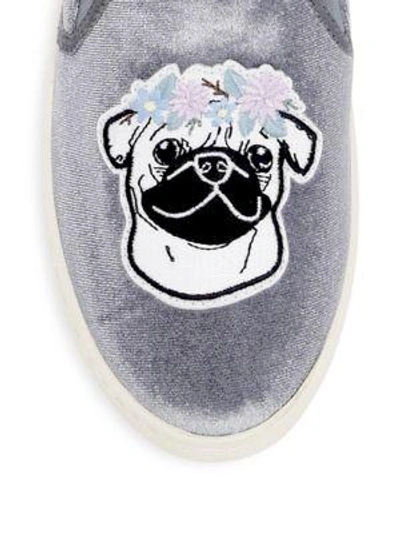 Shop Soludos Velvet Flower Pug Slip-on Sneakers In Grey