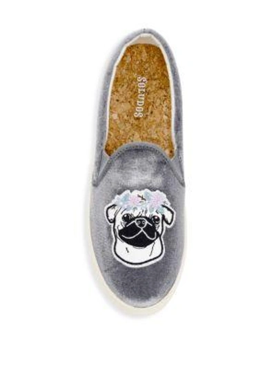 Shop Soludos Velvet Flower Pug Slip-on Sneakers In Grey